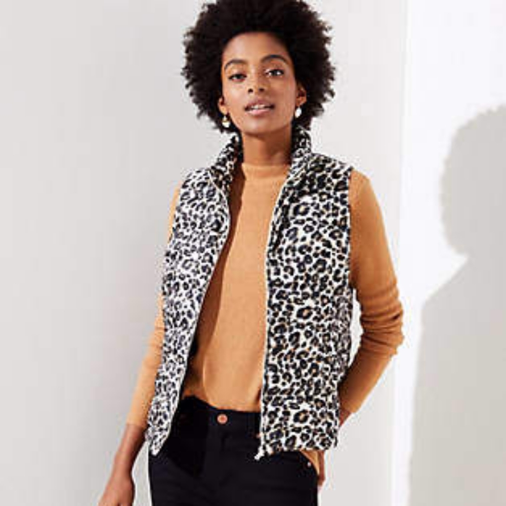 Loft Leopard Print Puffer Vest